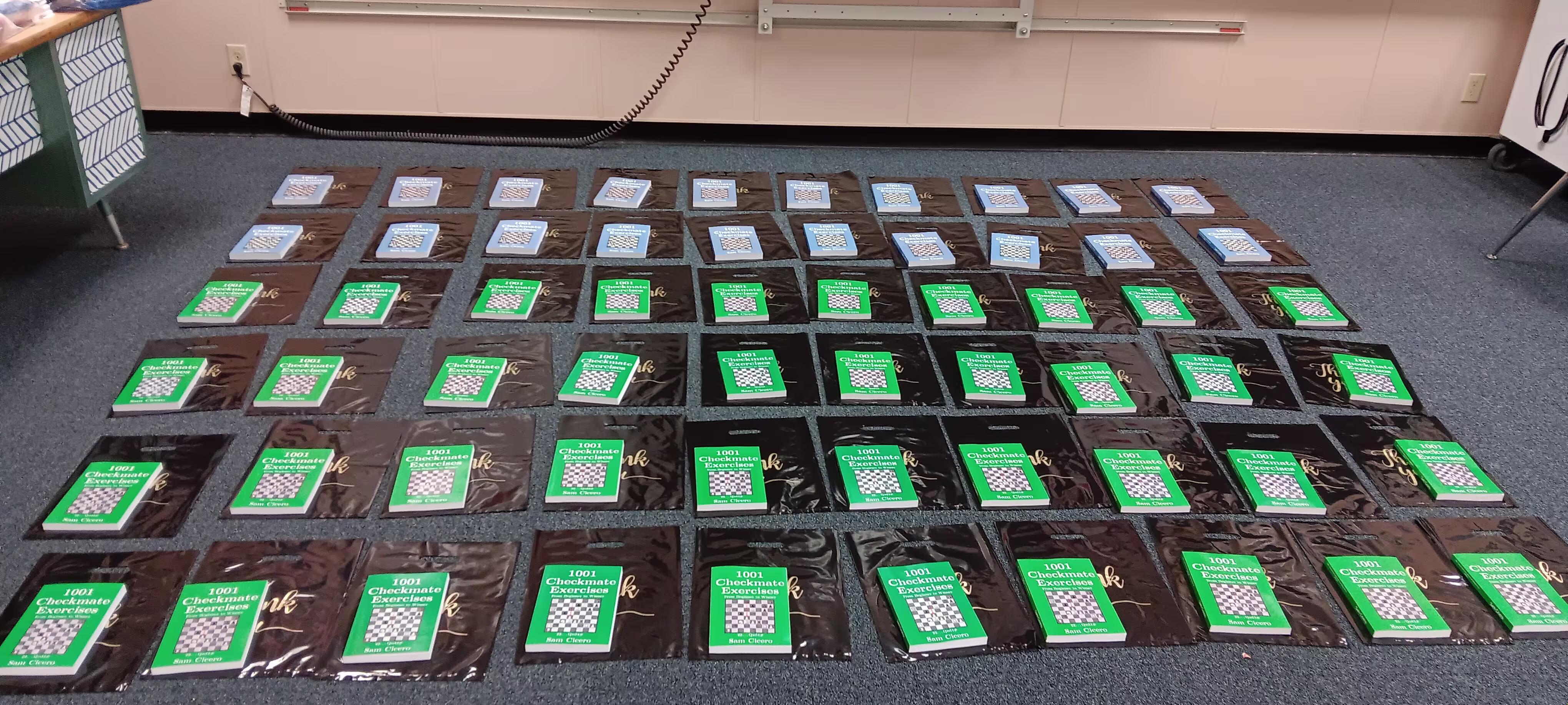 Chess books being used at a chess camp